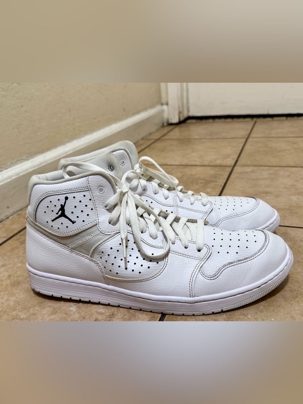 Jordan White High-Top Leather Sneakers